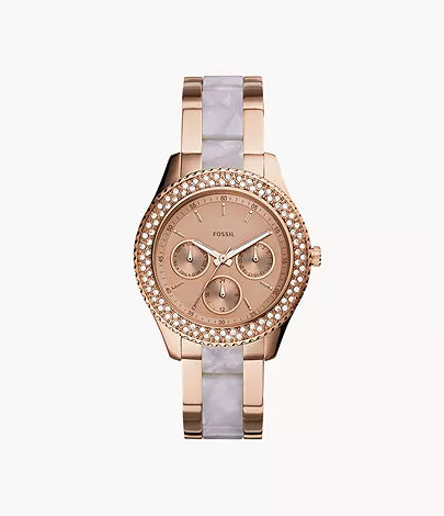Fossil Stella Multifunction Rose Gold Dial Two Tone Steel Strap Watch for Women - ES4755 Buy Now By Fossil