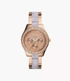 Fossil Stella Multifunction Rose Gold Dial Two Tone Steel Strap Watch for Women - ES4755 Buy Now By Fossil