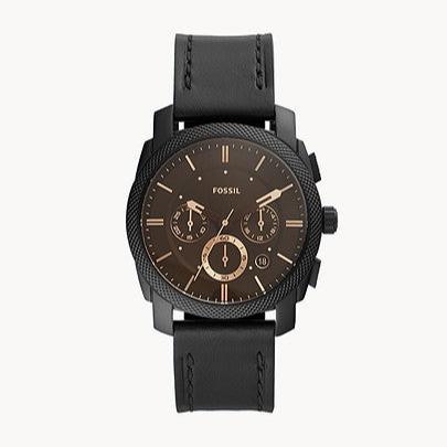 Fossil Machine Chronograph Black Dial Black Leather Strap Watch for Men - FS5586 Buy Now By Fossil