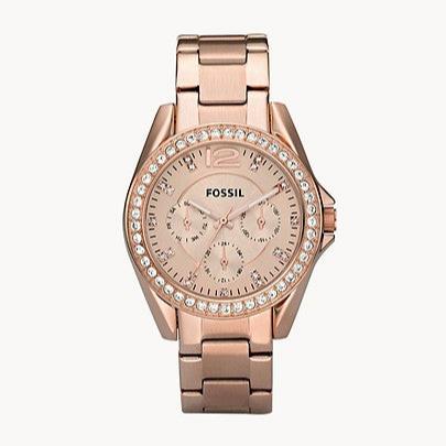 Fossil Riley Multifunction Rose Gold Dial Rose Gold Steel Strap Watch for Women - ES2811 Buy Now By Fossil