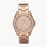 Fossil Riley Multifunction Rose Gold Dial Rose Gold Steel Strap Watch for Women - ES2811 Buy Now By Fossil