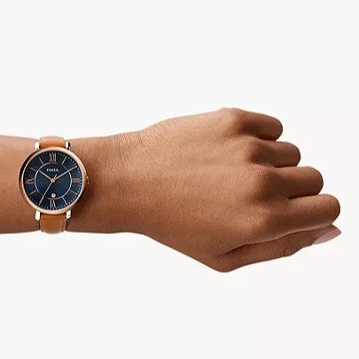 Fossil Jacqueline Three Hand Date Luggage Blue Dial Brown Leather Strap Watch for Women - ES4274 Buy Now By Fossil