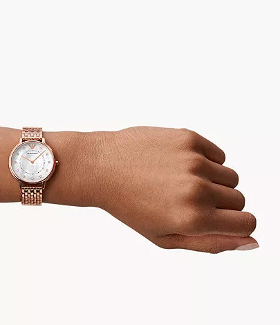 Emporio Armani Kappa Analog Mother of Pearl Dial Rose Gold Steel Strap Watch For Women - AR11006 Buy Now By Emporio Armani