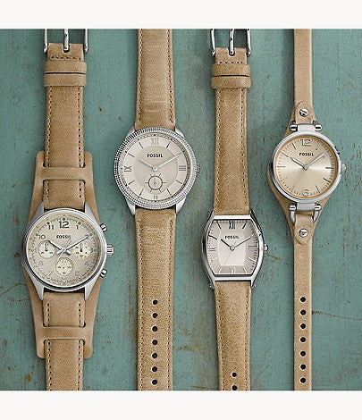 Fossil Georgia Bone Grey Dial Beige Leather Strap Watch for Women - ES2830 Buy Now By Fossil