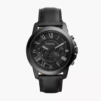 Fossil Grant Chronograph Black Dial Black Leather Strap Watch for Men - FS5132 Buy Now By Fossil