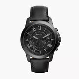 Fossil Grant Chronograph Black Dial Black Leather Strap Watch for Men - FS5132 Buy Now By Fossil