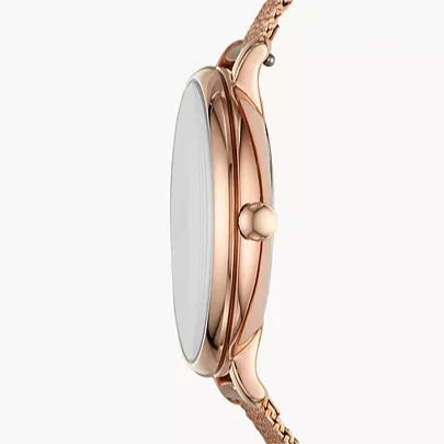 Fossil Jacqueline Three-Hand White Dial Rose Gold Mesh Bracelet Watch for Women - ES4534 Buy Now By Fossil