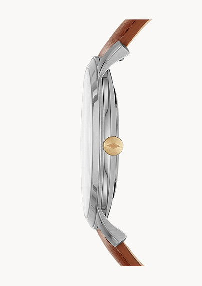 Fossil The Minimalist 3H Blue Dial Brown Leather Strap Watch for Men - FS5499 Buy Now By Fossil