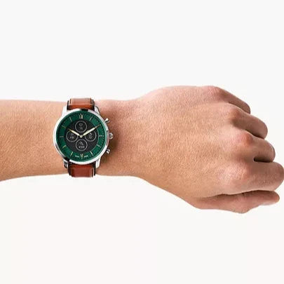 Fossil Dillinger Luggage Chronograph Green Dial Brown Leather Strap Watch for Men - FS5734 Buy Now By Fossil