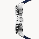 Fossil Nate Chronograph White Dial Blue Leather Strap Watch for Men - JR1480 Buy Now By Fossil