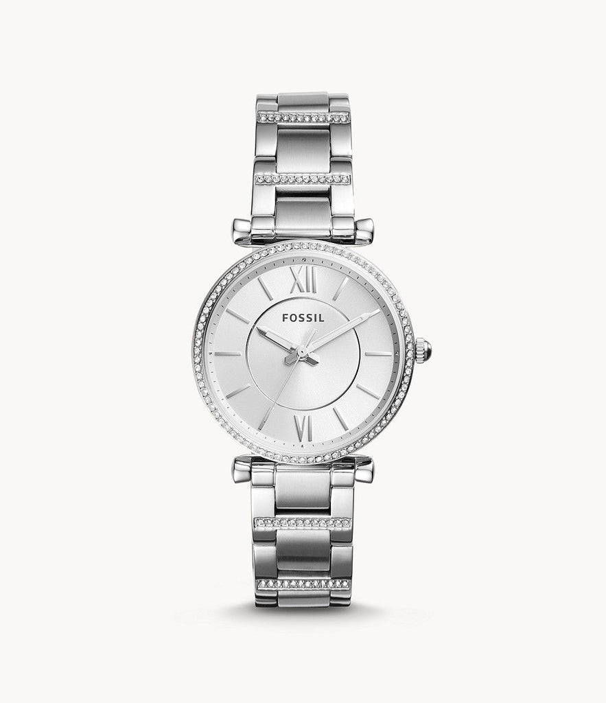 Fossil Carlie Silver Dial Silver Steel Strap Watch for Women - ES4341 Buy Now By Fossil