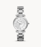 Fossil Carlie Silver Dial Silver Steel Strap Watch for Women - ES4341 Buy Now By Fossil