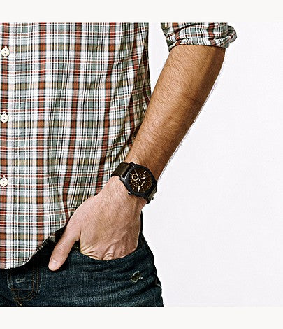 Fossil Machine Flight Chronograph Brown Dial Brown Leather Strap Watch for Men - FS4656 Buy Now By Fossil