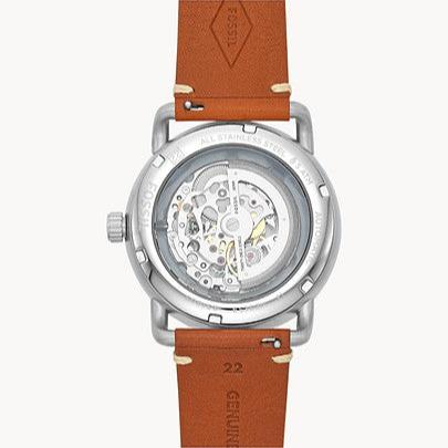 Fossil Commuter Automatic Skeleton Blue Dial Brown Leather Strap Watch for Men - ME3159 Buy Now By Fossil