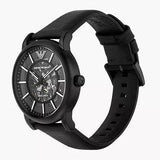 Emporio Armani Meccanico Automatic Skeleton Dial Black Leather Strap Watch For Men - AR60008 Buy Now By Emporio Armani