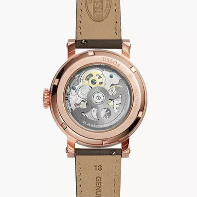 Fossil Boyfriend Automatic Skeleton Grey Dial Grey Leather Strap Watch for Women - ME3089 Buy Now By Fossil