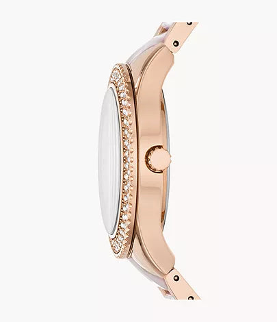 Fossil Stella Multifunction Rose Gold Dial Two Tone Steel Strap Watch for Women - ES4755 Buy Now By Fossil