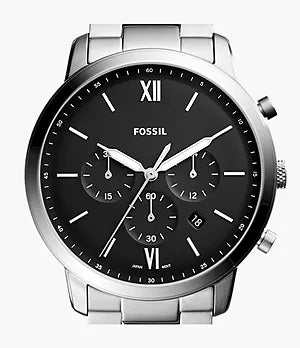 Fossil Neutra Chronograph Black Dial Silver Steel Strap Watch for Men - FS5384 Buy Now By Fossil