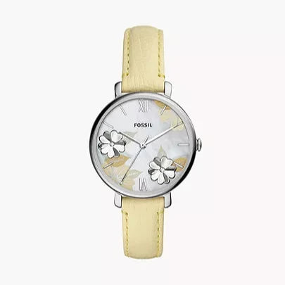 Fossil Jacqueline Three-Hand White Dial Yellow Leather Strap Watch for Women - ES4812 Buy Now By Fossil