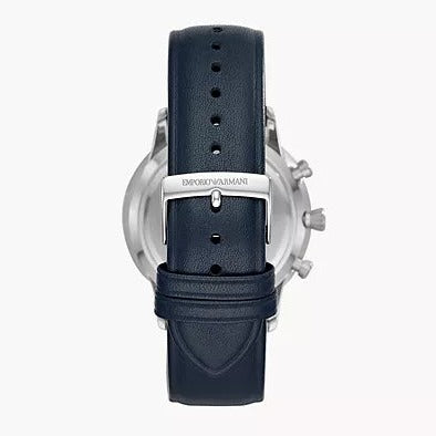 Emporio Armani Giovanni T Bar Chronograph Quartz Blue Dial Blue Leather Strap Watch For Men - AR11226 Buy Now By Emporio Armani