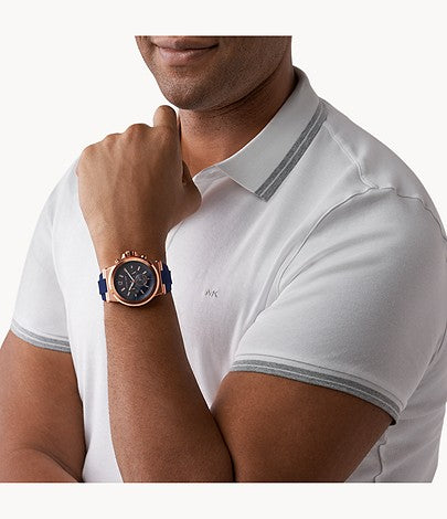 Michael Kors Dylan Blue Dial Blue Rubber Strap Watch for Men - MK8295 Buy Now By Michael Kors