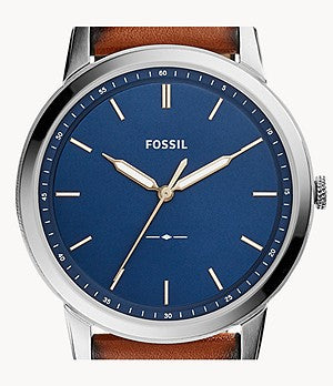 Fossil Minimalist Blue Dial Brown Leather Strap Watch for Men - FS5304 Buy Now By Fossil