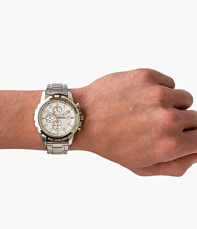 Fossil Dean Chronograph White Dial Silver Steel Strap Watch for Men - FS4795 Buy Now By Fossil