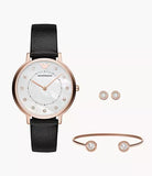 Emporio Armani Kappa Mother of Pearl Dial Black Leather Strap Watch For Women - AR80011 Buy Now By Emporio Armani