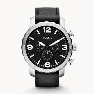 Fossil Nate Chronograph Black Dial Black Leather Strap Watch for Men - JR1436 Buy Now By Fossil