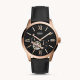 Fossil Townsman Automatic Black Dial Black Leather Strap Watch for Men - ME3170 Buy Now By Fossil