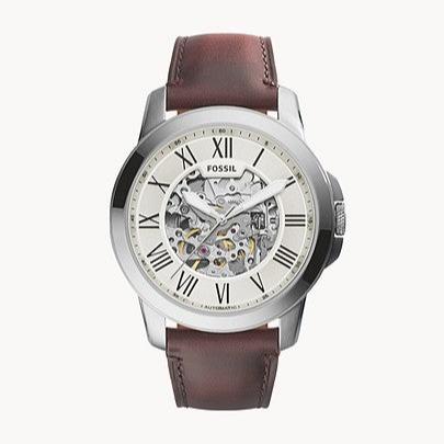 Fossil Grant Automatic Beige Skeleton Dial Brown Leather Strap Watch for Men - ME3099 Buy Now By Fossil