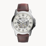 Fossil Grant Automatic Beige Skeleton Dial Brown Leather Strap Watch for Men - ME3099 Buy Now By Fossil