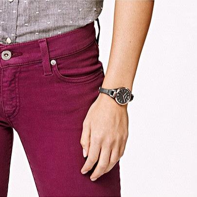 Fossil Georgia Smoke Grey Dial Grey Leather Strap Watch for Women - ES3077 Buy Now By Fossil