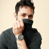 Fossil Grant Chronograph Black Dial Silver Steel Strap Watch for Men - FS4736