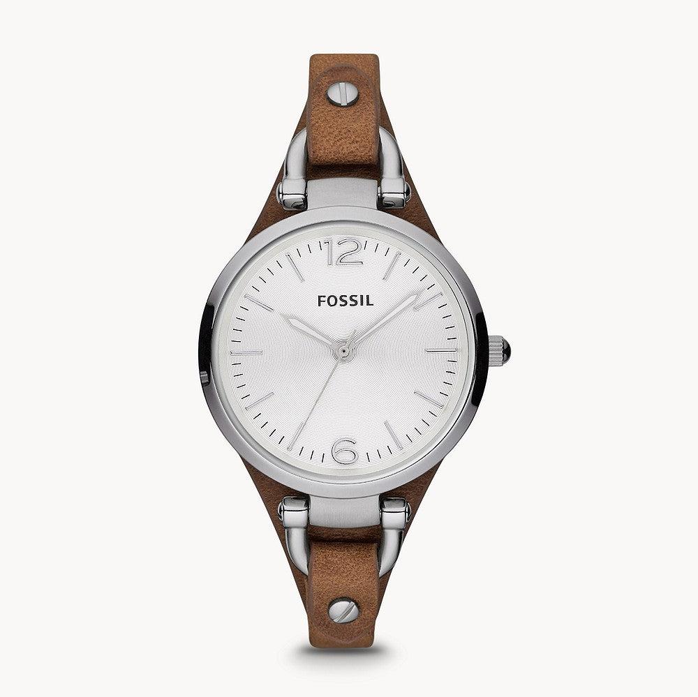 Fossil Georgia White Dial Brown Leather Strap Watch for Women - ES3060 Buy Now By Fossil