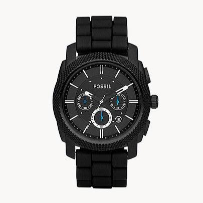 Fossil Machine Chronograph Black Dial Black Silicone Strap Watch for Men - FS4487 Buy Now By Fossil