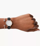 Emporio Armani Kappa Mother of Pearl Dial Black Leather Strap Watch For Women - AR80011