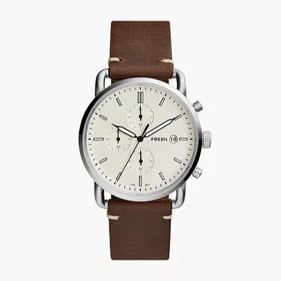 Fossil The Commuter White Dial Brown Leather Strap Watch for Men - FS5402 Buy Now By Fossil