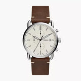 Fossil The Commuter White Dial Brown Leather Strap Watch for Men - FS5402 Buy Now By Fossil