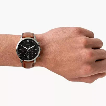 Fossil Neutra Chronograph Black Dial Brown Leather Strap Watch for Men - FS5408 Buy Now By Fossil