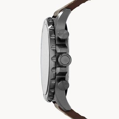 Fossil Nate Chronograph Grey Dial Brown Leather Strap Watch for Men - JR1424 Buy Now By Fossil