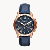Fossil Grant Chronograph Blue Dial Blue Leather Strap Watch for Men - FS4835 Buy Now By Fossil