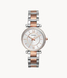 Fossil Carlie Silver Dial Two Tone Steel Strap Watch for Women - ES4342 Buy Now By Fossil