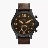 Fossil Nate Chronograph Brown Dial Brown Leather Strap Watch for Men - JR1487 Buy Now By Fossil