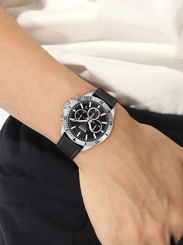 Hugo Boss Driver Black Dial Black Leather Strap Watch for Men -1513087 Buy Now By Hugo Boss