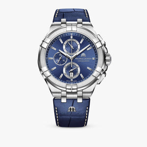 Maurice Lacroix Aikon Chronograph Blue Dial Blue Leather Strap Watch for Men - AI1018-SS001-430-1 Buy Now By Maurice Lacroix