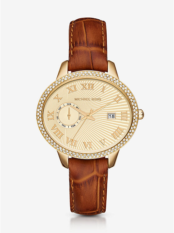 Michael Kors Whitley Quartz Gold Dial Brown Leather Strap Watch For Women - MK2428 Buy Now By Michael Kors