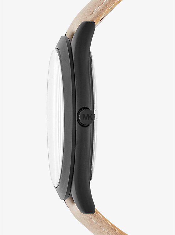Michael Kors Slim Runway Black Dial Beige Leather Strap Watch For Men - MK8510 Buy Now By Michael Kors