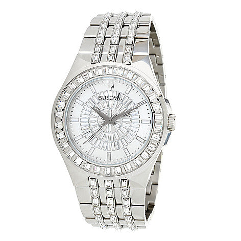 Bulova Phantom Crystal Silver Dial Silver Steel Strap Watch for Men - 96A236 Buy Now By Bulova