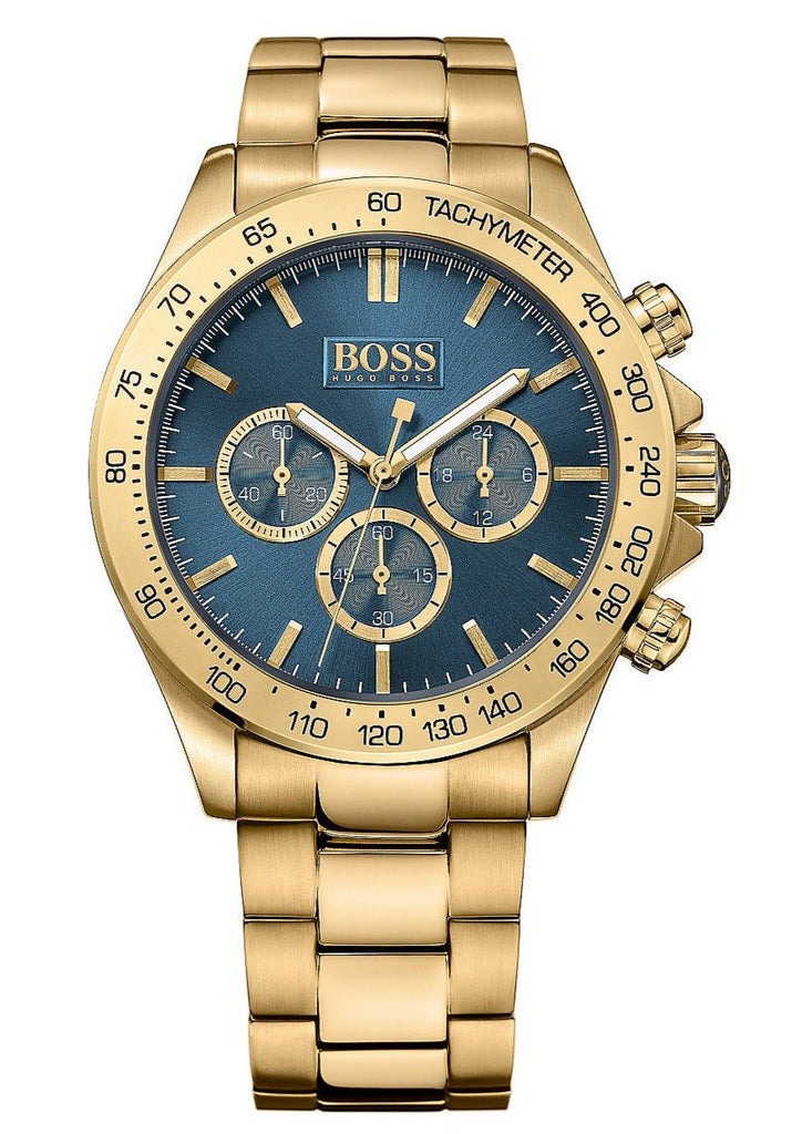 Hugo Boss Ikon Blue Dial Gold Steel Strap Watch for Men - 1513340 Buy Now By Hugo Boss